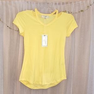 No comments yellow cold shoulder t-shirt new with tags.
